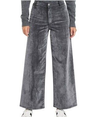 NWT Universal Thread High-Rise Sailor Wide Leg Velvet Pants Grey Size 8R